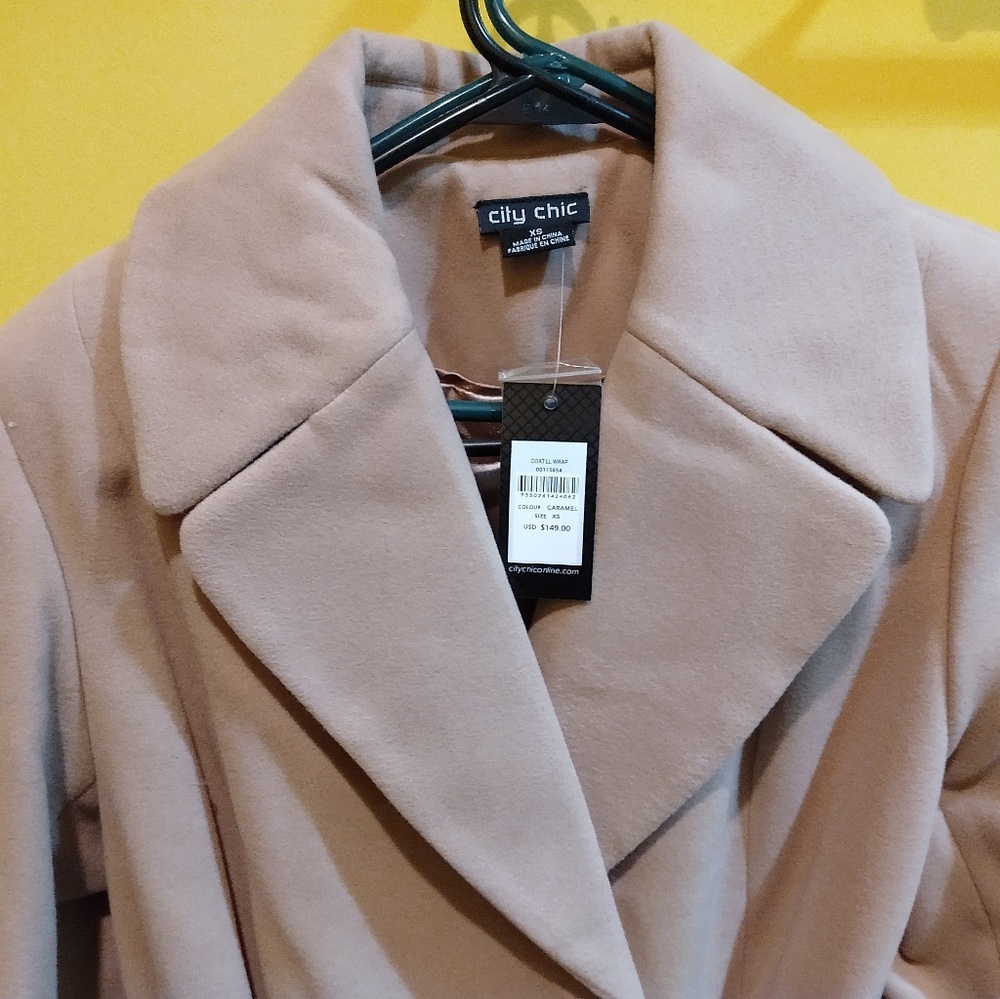 City Chic Caramel Long Coat size XS